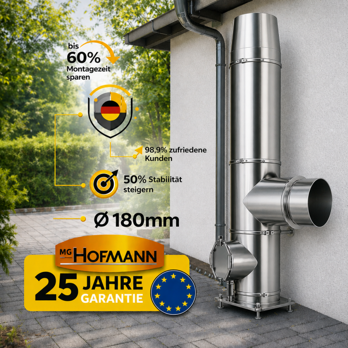 DW Bausatz Außenwand Ø 180 mm Edelstahl Schornstein 2,2–12,2 m