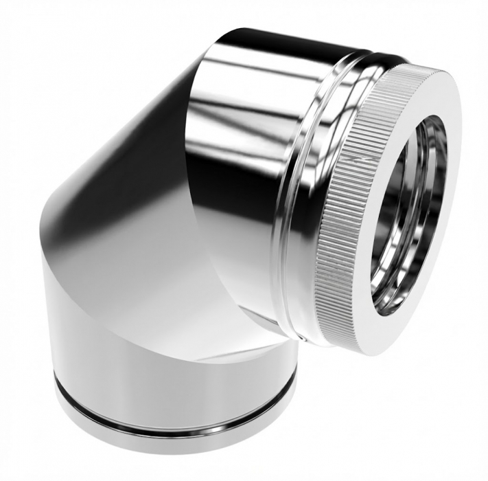 DW PLUS Bogen 3-teilig 90°, Doppelwandig - Edelstahl