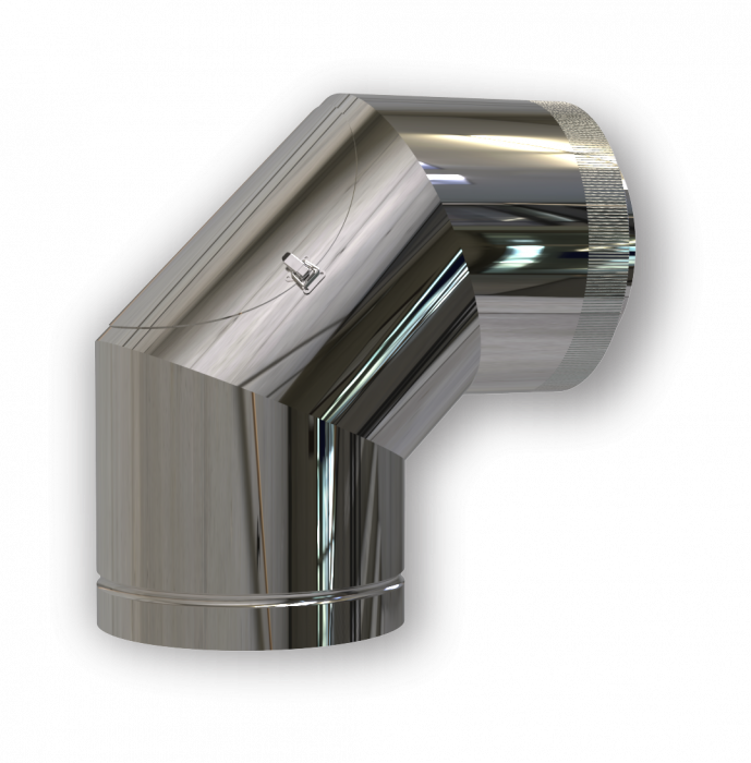 DW PLUS Bogen 90° mit Reinigungsöffnung, Doppelwandig - Edelstahl