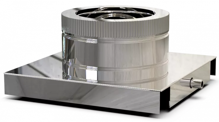 DW PLUS Grundplatte mit Kondensatablauf 100 mm Doppelwandig - Edelstahl