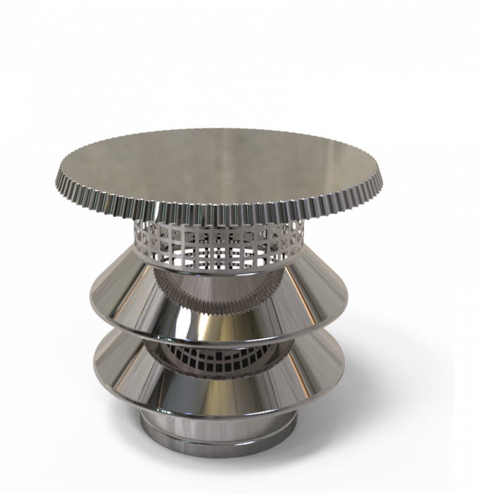 DW PLUS Lamellenkappe 2-lamellig mit Netz, Doppelwandig - Edelstahl