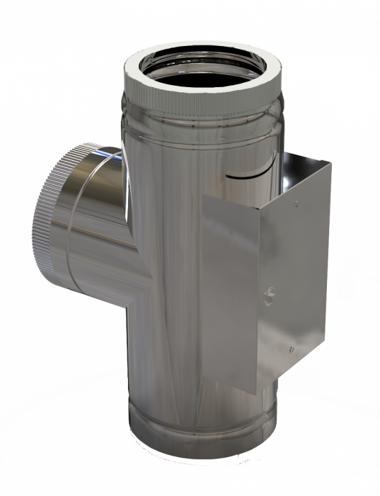 DW Plus Inspektionslänge mit Kombi-T-Element 500 mm, Doppelwandig - Edelstahl