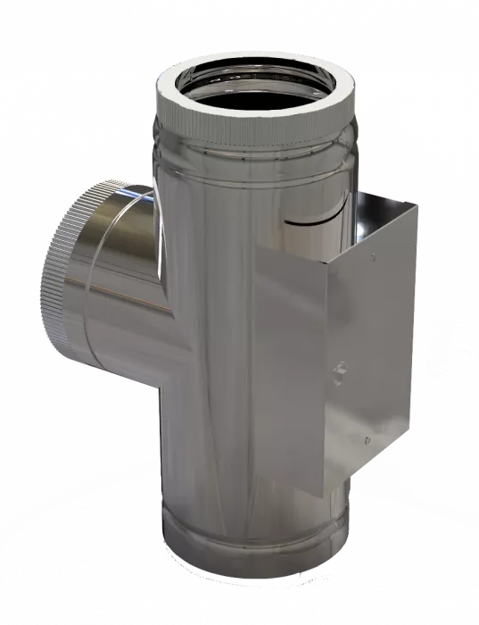 DW Plus Inspektionslänge mit Kombi-T-Element 500 mm, Doppelwandig - Edelstahl