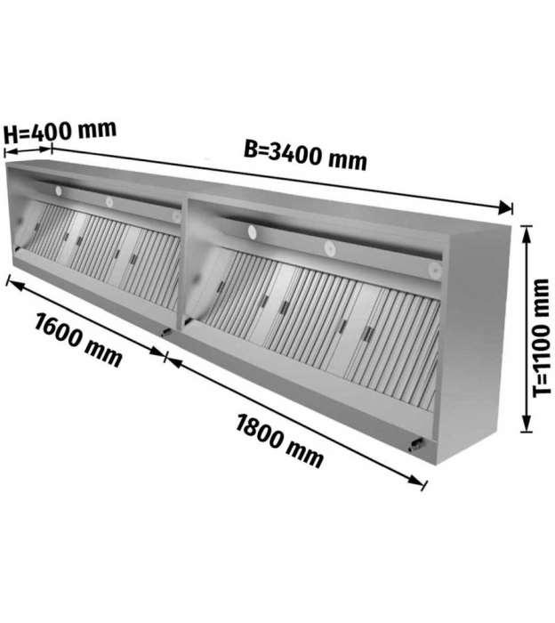 Kastenhaube mit LED Beleuchtung B 340x T 110