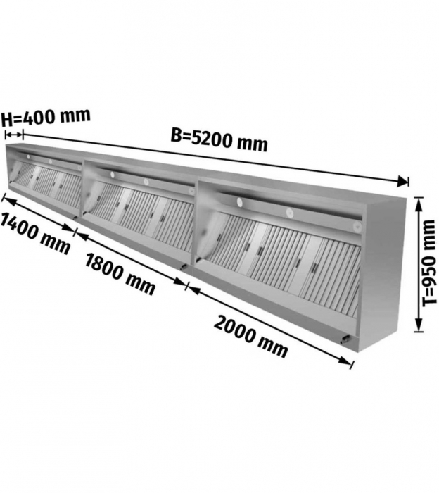 Kastenhaube mit LED Beleuchtung B 520x T 95