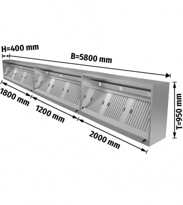 Kastenhaube mit LED Beleuchtung B 580x T 95