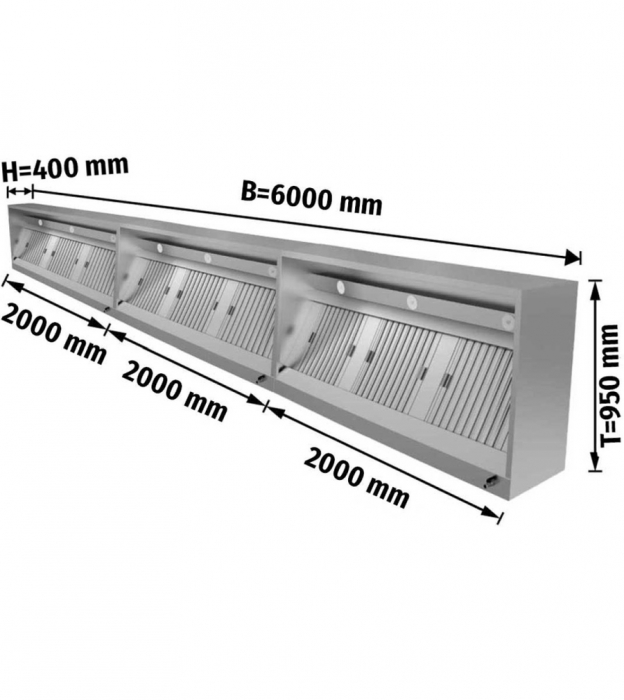 Kastenhaube mit LED Beleuchtung B 600x T 95