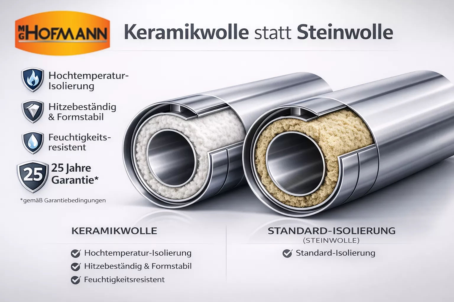 MG HOFMANN DW PLUS Keramikwolle – 25 mm Hochleistungsdämmung