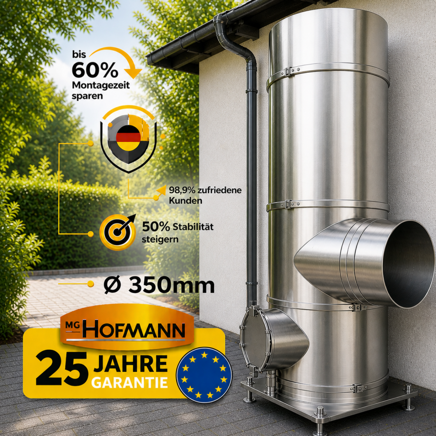 DW Bausatz Außenwand Ø 350 mm Edelstahl Schornstein 2,2–12,2 m