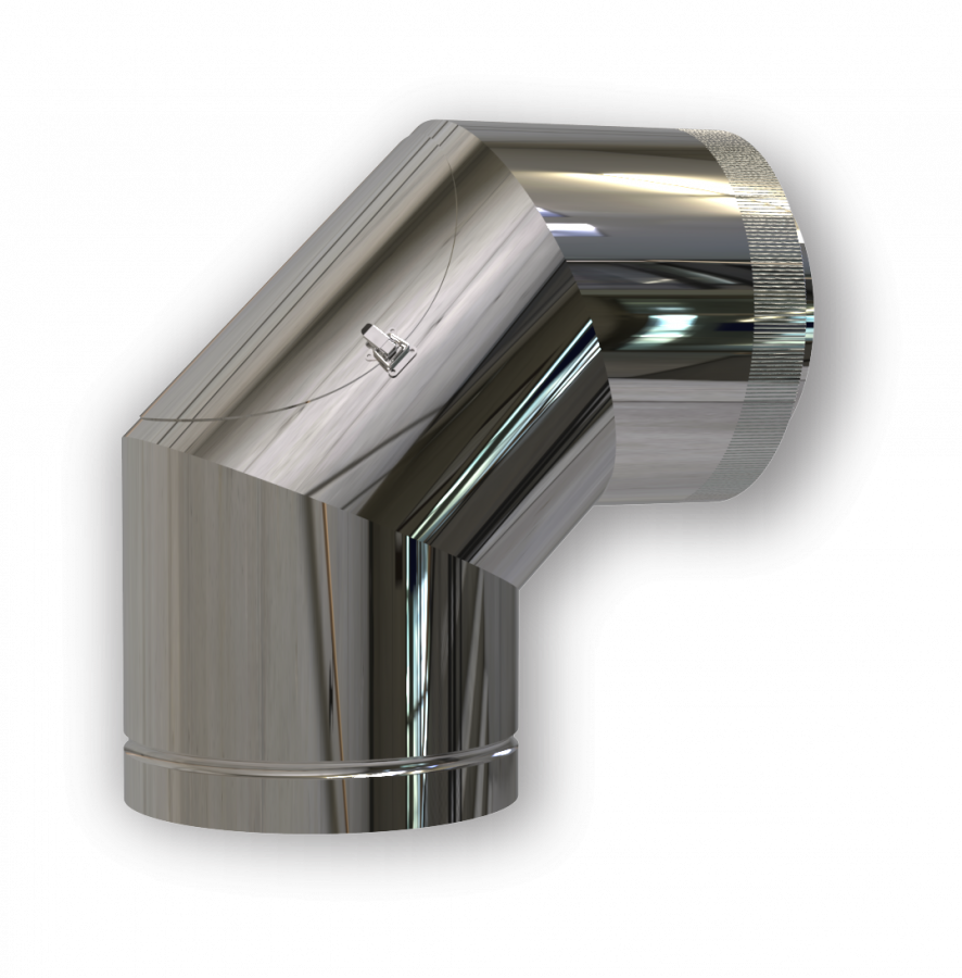 DW PLUS Bogen 90° mit Reinigungsöffnung, Doppelwandig - Edelstahl