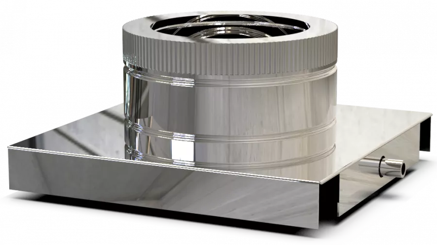 DW PLUS Grundplatte mit Kondensatablauf 100 mm Doppelwandig - Edelstahl