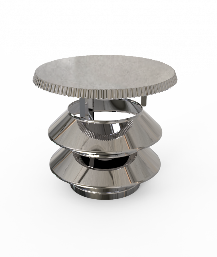 DW PLUS Lamellenkappe 2-lamellig, Doppelwandig - Edelstahl