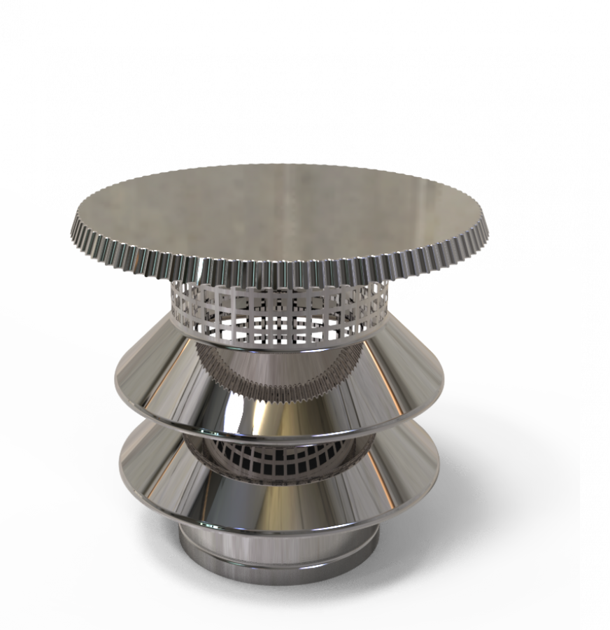 DW PLUS Lamellenkappe 2-lamellig mit Netz, Doppelwandig - Edelstahl