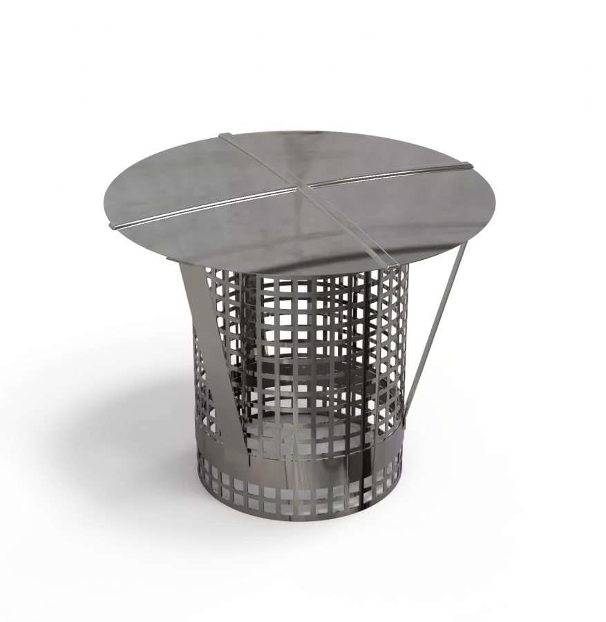 DW PLUS Regenhaube mit Netz, Doppelwandig - Edelstahl