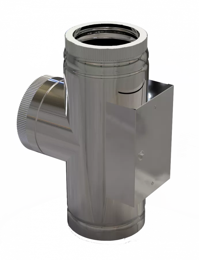 DW Plus Inspektionslänge mit Kombi-T-Element 500 mm, Doppelwandig - Edelstahl