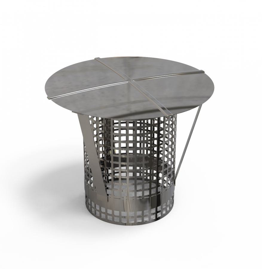 EW PLUS Regenhaube mit Funkenschutzgitter Edelstahl für EW-Schornstein