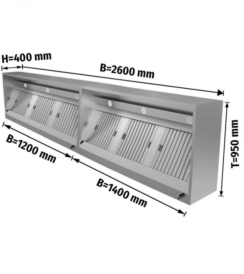 Kastenhaube mit LED Beleuchtung B 260x T 95