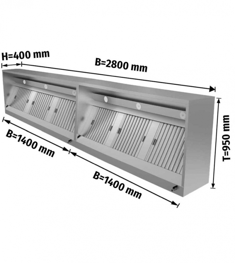 Kastenhaube mit LED Beleuchtung B 280x T 95