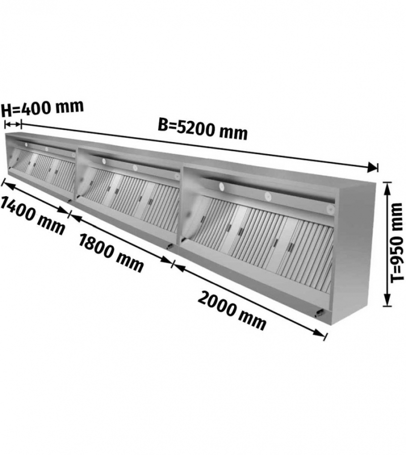 Kastenhaube mit LED Beleuchtung B 520x T 95