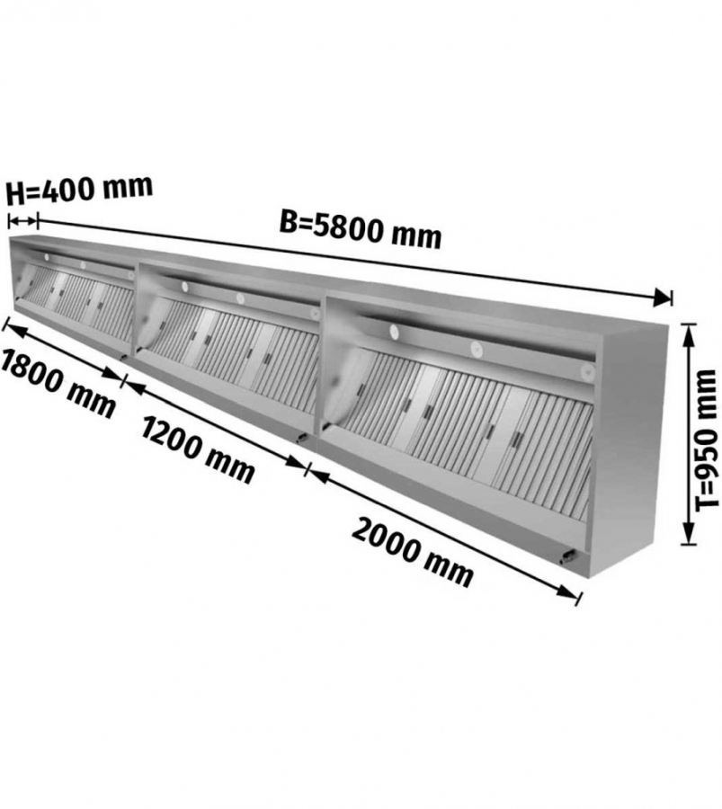 Kastenhaube mit LED Beleuchtung B 580x T 95