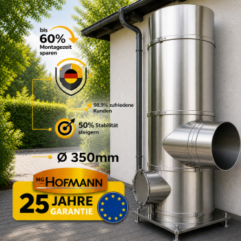 DW Bausatz Außenwand Ø 350 mm Edelstahl Schornstein 2,2–12,2 m