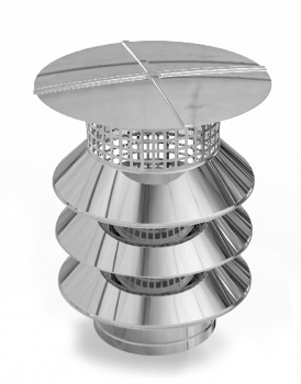 DW PLUS Lamellenkappe 3-lamellig mit Netz, Doppelwandig - Edelstahl