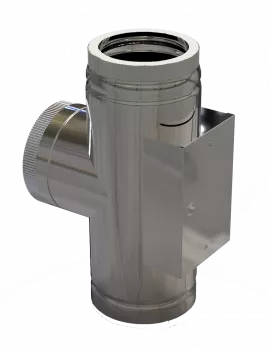 DW Plus Inspektionslänge mit Kombi-T-Element 500 mm, Doppelwandig - Edelstahl