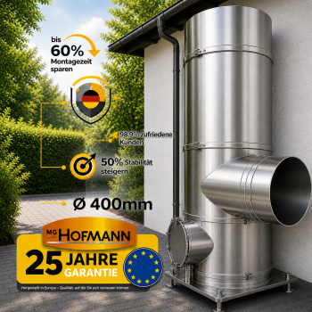 DW Bausatz Außenwand Ø 400 mm Edelstahl Schornstein 2,2–12,2 m