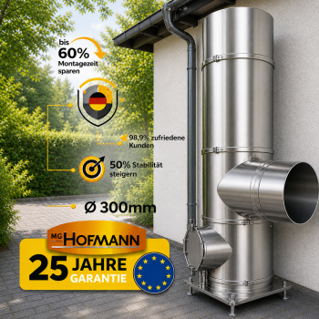 DW Bausatz Außenwand Ø 300 mm Edelstahl Schornstein 2,2–12,2 m